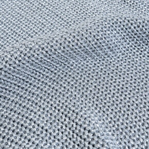 American Apparel Metallic Cable Knit Sweater Silver XS - Picture 9 of 11